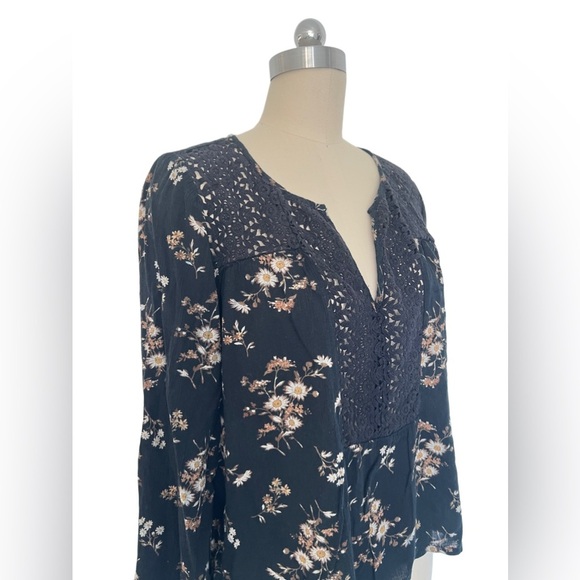 Denim and Supply Ralph Lauren Cotton blend Boho Cottagecore Floral Lace Top M - Picture 6 of 8